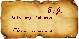 Balatonyi Johanna névjegykártya